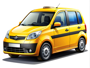 realistic vector.yellow,black,color modern taxi.high detail.random views.on white background.