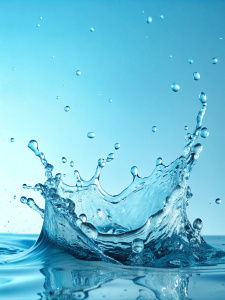 light blue background with splashes of water