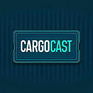 CargoCast logo design. Modern, minimalistic approach. Bold blue-green hues. Readable text, sleek font. Optimized for digital platforms.
