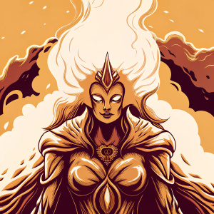 Digital art piece showcasing Shadowfire Kindred from League of Legends. Vibrant colors and intricate details. Fantasy themed illustration