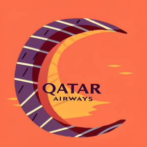 Qatar Airways logo redesign. Blue and white crescent moon motif, symbolizing flight and luxury.