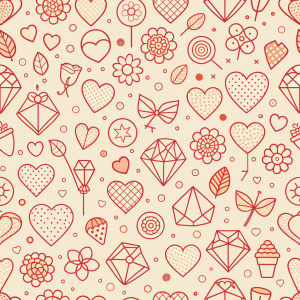 valentine day minimalist doodles for seamless pattern tile, light background