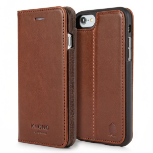 Knomo London iPhone case, brown leather-look, secure fit, camera cutout, stylish and protective