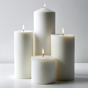 basic white block candle set