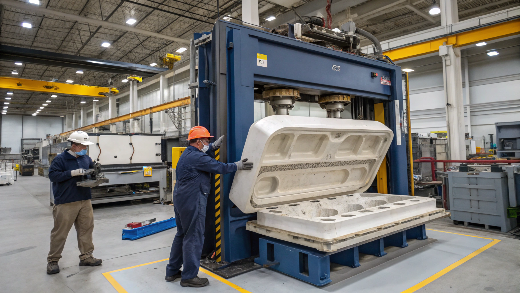 Compression molding process for large parts in automotive and aerospace industries