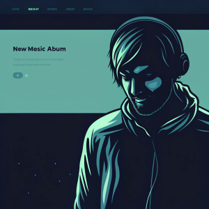 Screenshot of PewDiePie's webpage. Minimalist design with gradient background. Promoting new music album.