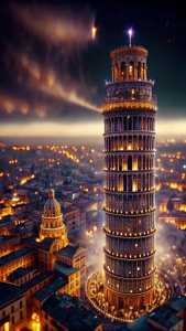 kota, light, citylight, menara pisa  , drone view