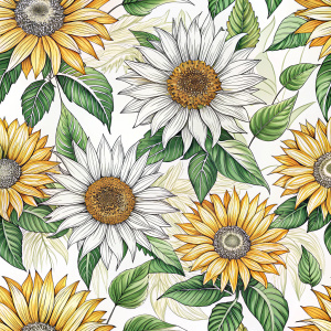 Pattern Seamless Sunflowers Foliage Abstract Silhouette