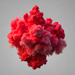 Red smoke plume isolated on transparent background. ..on itn white back ground 