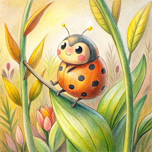 little ladybug climbing a plant