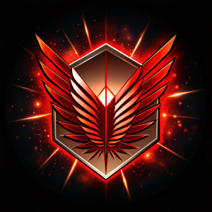 a logo for the Titan Vanguard with the wings of freedom in the style of Attack On Titan in black and red