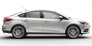 Нарисуй 3d модель ford focus 3 sedan белую боком