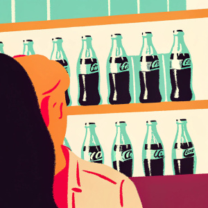 Andy Warhol's famous piece 'Green Coca-Cola Bottles', showcased at the iconic Whitney Museum of American Art in NYC.