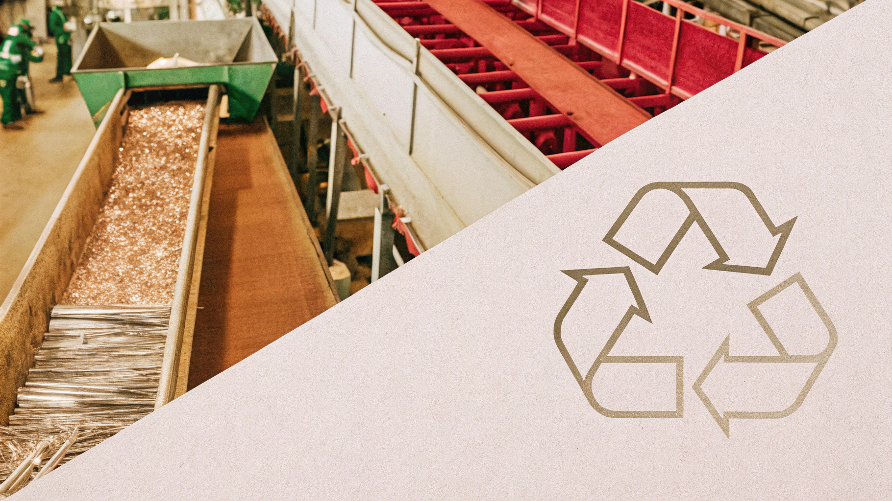 Recycled stainless steel materials being processed in a factory, emphasizing the recyclability of the material.