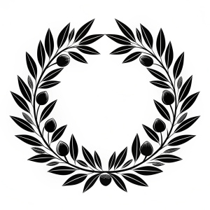 Olive Wreath SVG clipart Black and White  on white background