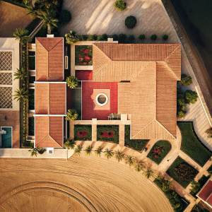 Mari Scol's luxury estate listing. Estate features sprawling green lawn with direct ocean access. Crystal clear sea view. Landscaped gardens. Detailed property data.