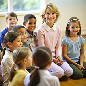 Children are listening to the lesson in the classroom