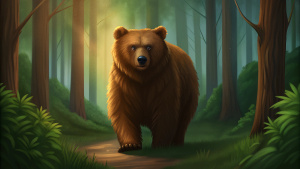 a brown bear in the forest