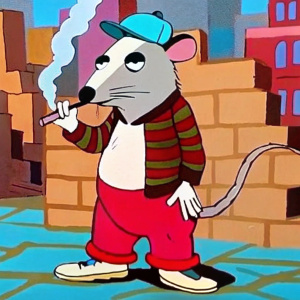 rata rap fumando en la calle