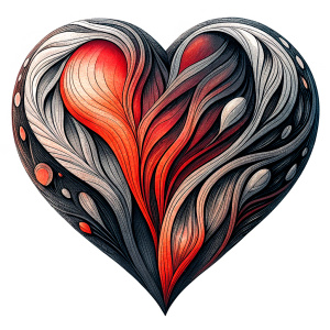 Style stickers. Create a heart shape with clean lines and smooth .Experiment with negative space to create an additional shape within the heart. Apply a subtle gradient to the heart symbol for a modern touch. Black and red only. White background, No Background, vector, 8K.