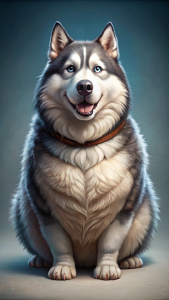 extremely fat funny Siberian Husky