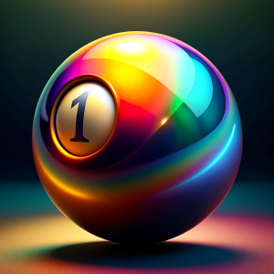 ultra realistic number 1 heavenly looking colorful billiard ball 