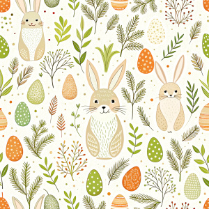 easter minimalist doodles seamless pattern tile, white ground