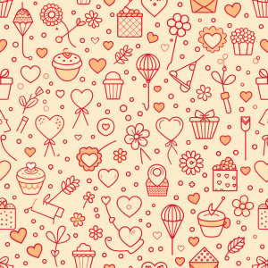 valentine day minimalist doodles for seamless pattern tile, light background