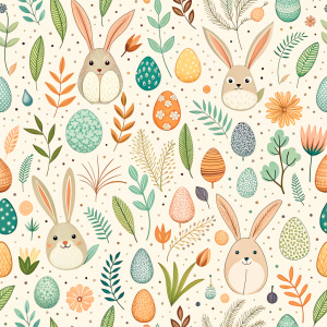 easter minimalist doodles seamless pattern tile, white ground