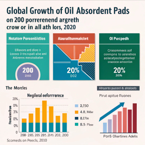 Infographic displaying global oil absorbent pads market growth across various regions.