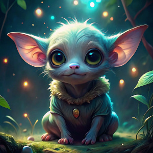 un kawaii brillante duende dobby kawaii duende dobby adorable tierno y encantador en naturaleza 












