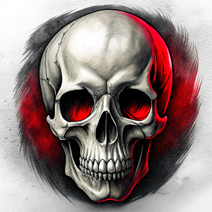 skull tattoo design - perfect realistic art - high-definition - grey and black - white background 