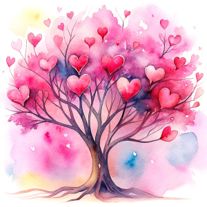 Valentine tree, love, leaf from hearts