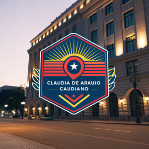Digital artwork showcasing the brand logo for Claudia de Araujo Claudiano. The emblem design is vibrant and bold.