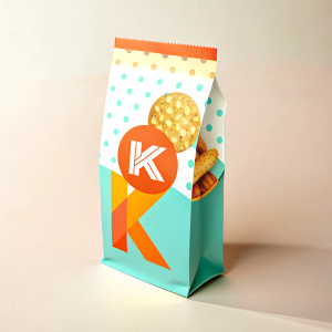 A beautifully designed, eco-friendly snack packaging boasts a sleek and ...