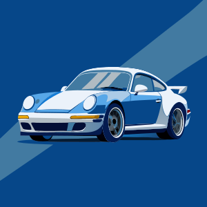 Porsche flat colors This is a simple yet striking vector graphic that conveys the essence of luxury 3/4 angle