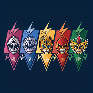 Digital art rendering of Gnarz's Power logo evolution. Colorful transformation sequence. Character-like design