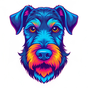 Airedale Terrier Dog, head only, mascot cartoon character isolated on white background