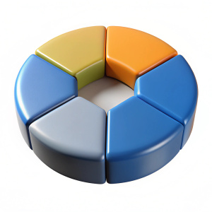 3D render of a radar chart icon, on isolated white background.