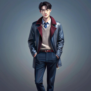 Full photo of a handsome Korean man