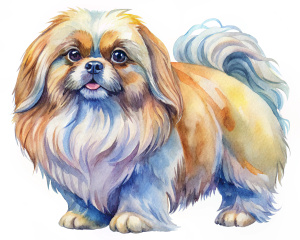 Dog clipart Pekingese. Isolated object. White transparent background 