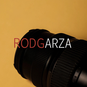 Photography logo featuring bold text "RodGarza" in vibrant red and sleek black hues.