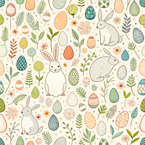 easter minimalist doodles seamless pattern tile, white ground