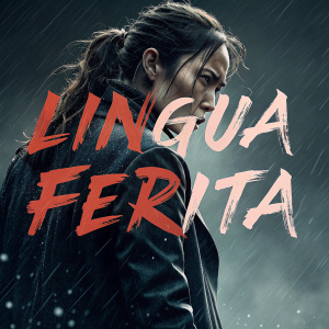 Movie poster for 'Lingua Ferita'. Dynamic font in dark shades, central design, dripping and distorted lettering, creating intense drama and tension.