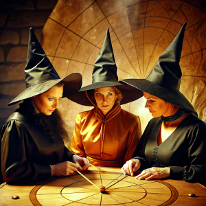 three witches is making natal charts in helloween