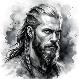 viking ragnar perfect realistic art, high-definition, high-definition grey and black, white background 