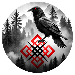 Yggdrasil vegvisir runes  geometric Symbols - raven and trees - perfect realistic art, high-definition, high-definition grey and black, white background 