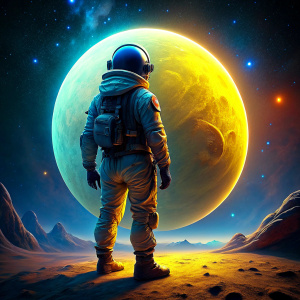 astronaut epic space moon yellow blue moon