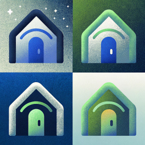 Casa Azzurri brand redesign. Multiple logo iterations, vibrant color schemes, modern aesthetic.