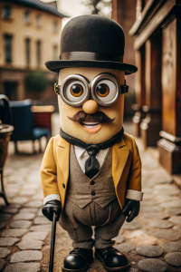 Imagem Minion no modo Charlie Chaplin 